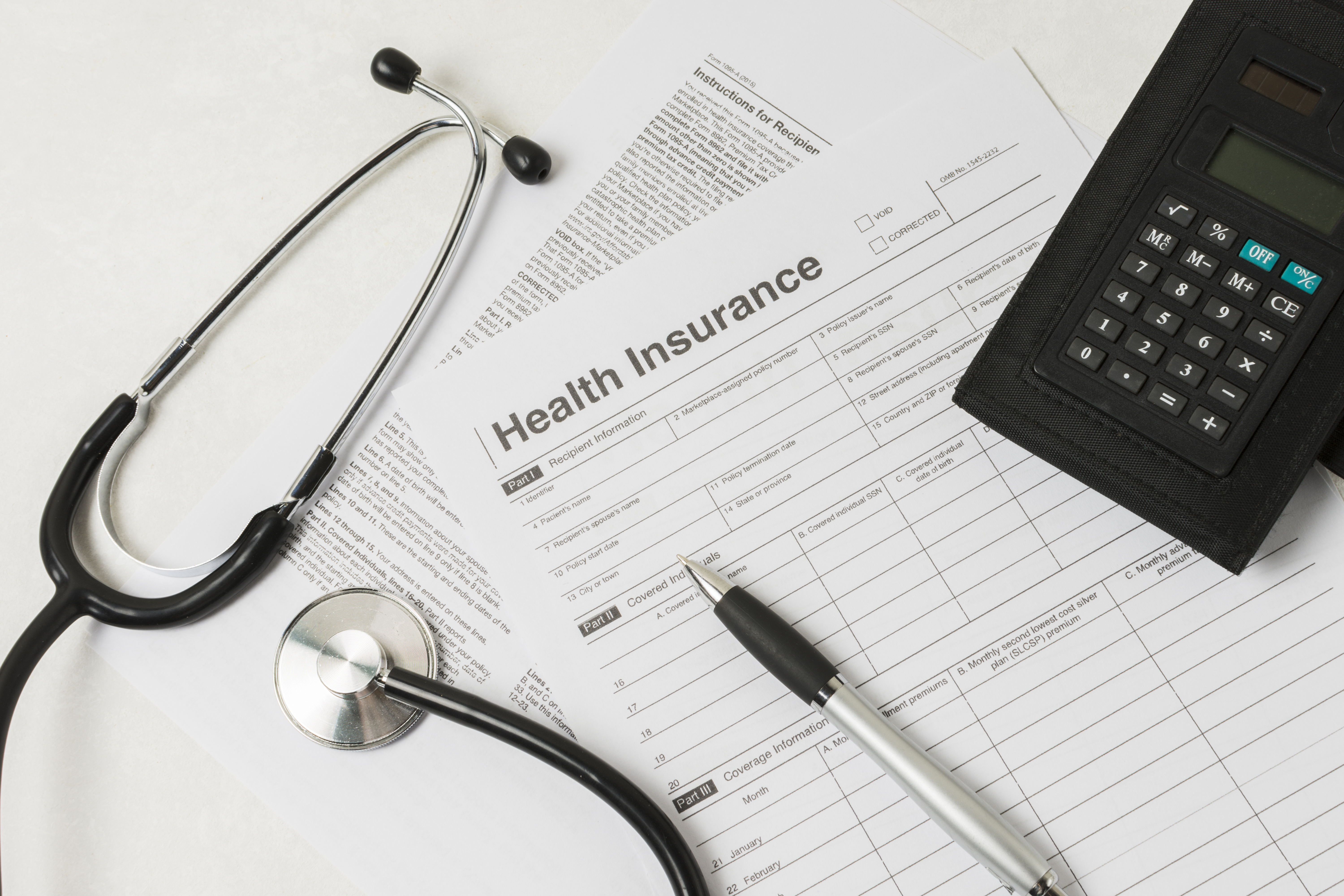 Health insurance form with other check-up tools